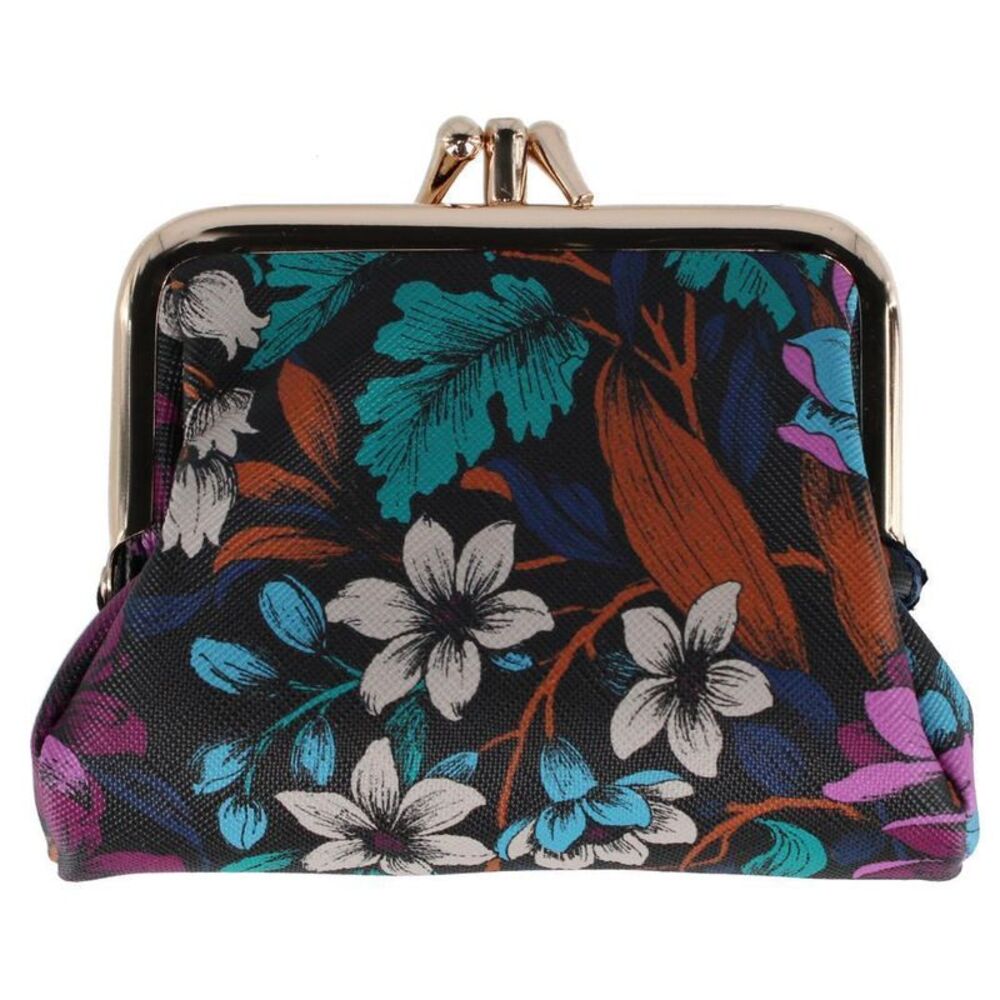 Julia Buxton Women's Premium Faux Leather Triple Frame Coin Purse Wallet
